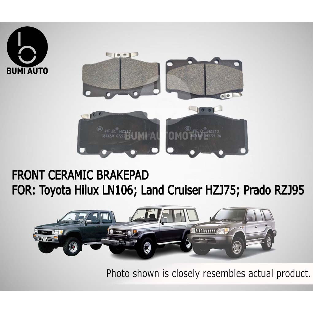 Toyota Hilux LN106 / Land Cruiser HZJ75 Prado RZJ95 ชุดผ้าเบรคเซรามิกด้านหน้า (Depan)