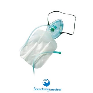 Soundway DISPOSABLE OXYGEN MASK หน้ากากให้ออกซิเจนพร้อมถุงลม เด็ก , ผู้ใหญ่