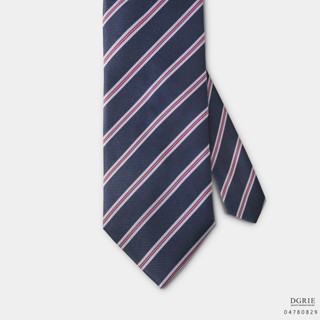 Navy Stripe Red&amp;White N/RW 3 Inch Necktie-เนคไทสีกรมลายทางสีแดงขาว