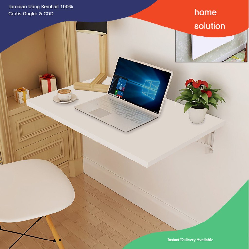 โต๊ะติดผนังพับได้ 60x30 ซม. สําหรับแล็ปท็อปและห้องนอน - โต๊ะเรียน/โต๊ะรับประทานอาหาร