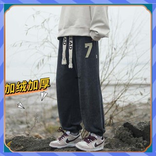 กางเกงขายาว American Style Pants Mens Fashionable Brand Winter Ankle-Tied Track Sweatpants Autumn and Winter Corduroy F