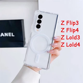 เคสแม่เหล็ก สำหรับ SAMSUNG Z Flip3/Flip4 / Z Fold3/Fold4 / Fold5 Fold6 Flip5 Flip6 Flip7 Fold7 เคสใส ชาร์จได้ 038