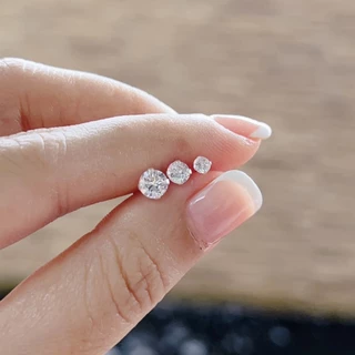 💎 ต่างหูเงินแท้ 925 ประดับเพชรรัสเซีย (CZ) 💎 ขนาด 3,4,5 mm ***สินค้าถ่ายจากงานจริง***
