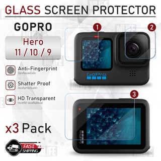 MLIFE กระจก 2.5D - กล้อง GoPro Hero 11 10 9 ฟิล์มกันรอย กระจกนิรภัย เต็มจอ เคส แบตเตอรี่ - Glass Case Battery