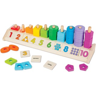 [55ชิ้น] รุ่น 9275 ชุดเรียนรู้การนับตัวเลข รูปร่าง Melissa &amp; Doug Counting Shape Stacker 55 Pcs รีวิวดีใน Amazon USA ฝึกแยกแยะรูปร่าง มีแผ่นจำนวนนับ 10 แผ่น ของเล่น