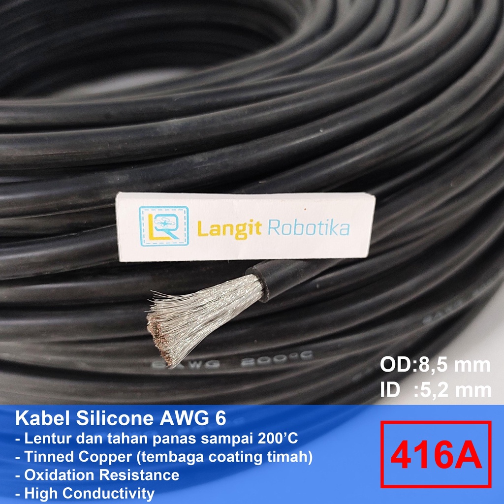 AWG 6 สายซิลิโคน AWG6 สายซิลิโคนสีดําสีดํา RC เครื่องบิน