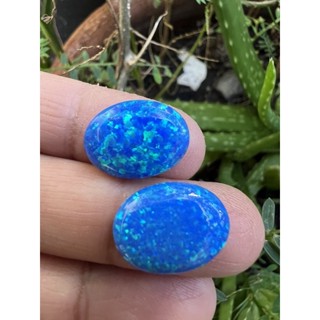 Lab opal blue 10x14mm 2 pieces 5.5 carats