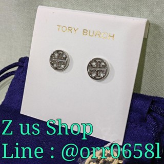 Tory Burch Miller stud earrings /silver, rose gold งานชอป.