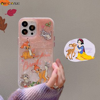 เคสโทรศัพท์มือถือ กันกระแทก ลายการ์ตูนกวาง Bambi Sika Deer แต่งกลิตเตอร์ ระยิบระยับ หรูหรา สําหรับ iPhone 14 13 12 Pro Max 11