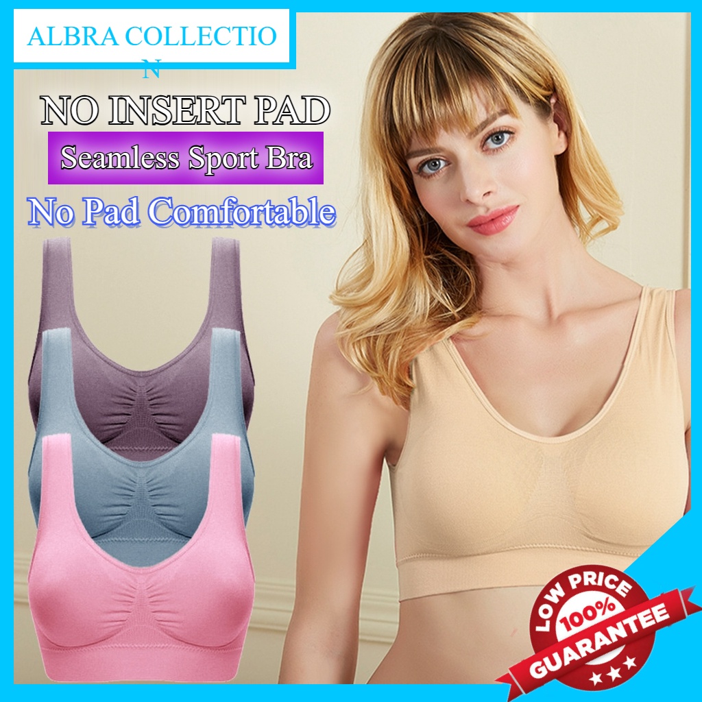 Seamless Sport Bra Double Layer PushUp Bra Genie Bra Bra กีฬา Plus ขนาดเบาะโยคะการฝึกอบรม Gym 6 สี S