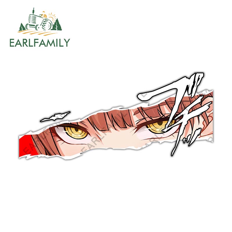 EARLFAMILY 13 ซม.x 5.8 ซม.สําหรับ Makima Chainsaw Man Eyes สติกเกอร์รถกระดานโต้คลื่น Trunk รถอุปกรณ์เสริม Decal กระจกแล็ปท็อป RV