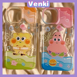 VENKI - Case For iPhone 14 Pro Max Soft TPU Big Hole Space Case Clear Cute Cartoon Plating Buttons Camera Protection Shockproof For iPhone 14 13 12 11 Plus Pro Max 6 7 8 Plus XR XS