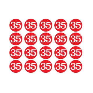 สติ๊กเกอร์ตัวเลข ระบุตัวเลข สติกเกอร์เลข (ตัวเลข20,25,30,35,40) ขนาด 4x4ซม. สีแดงเลขขาว 1แผ่น 20ดวง รหัส [E-061]
