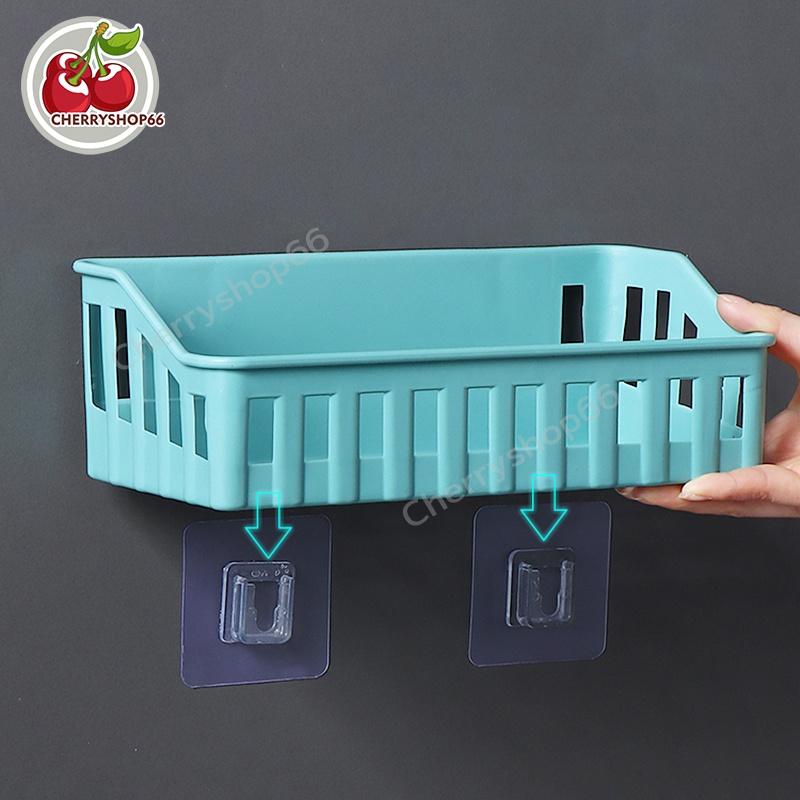 ชั้นวางของติดผนัง ตะกร้าวางของในห้องน้ำ ะกร้าวางของในห้องน้ำ ชั้นเก็บของ มัลติฟังก์ชั่น ไม่ต้องเจาะผนัง - รูปที่ 5