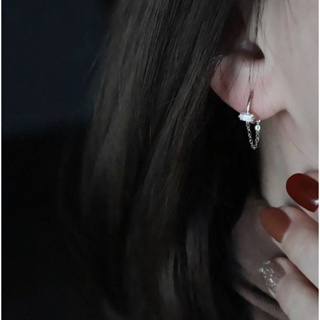 221-littlegirl gifts- Small square diamond chain earring s925