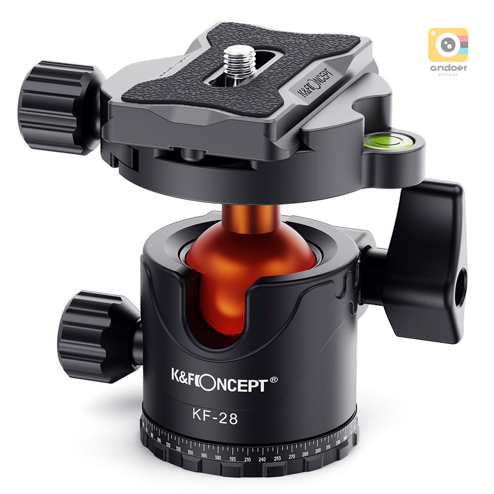 K&f CONCEPT KF-28 อะแดปเตอร์เมาท์ขาตั้งกล้อง หัวบอล อลูมิเนียมอัลลอย ขนาดใหญ่ 28 มม. พร้อมแผ่นปลดเร็ว 1/4 นิ้ว รับน้ําหนักได้ 10 กก. 22 ปอนด์
