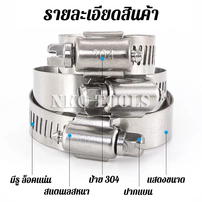 เข็มขัดรัดท่อ เหล็กรัดสแตนเลส 304 Hose Clip thumbnail 4