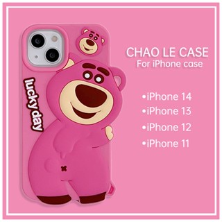 เคสโทรศัพท์สีชมพูกันกระแทกสำหรับ iphone 14 pro max 13 Pro Soft ปลอกซิลิโคน iphone 12 Pro 11 lotso น่ารัก 3D กรณี