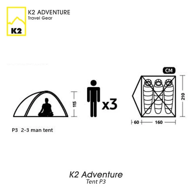 เต็นท์มอเตอร์ไซค์ K2 ADVENTURE รุ่น P3 สีเหลือง นอน 2-3 คน เก็บเล็ก น้ำหนักเบา เสาอลู กันฝน กันลม thumbnail 8