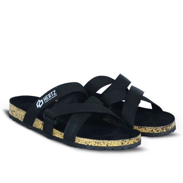 Hitam Hertz - รองเท้าแตะ Men& 39;s รุ่นล่าสุด H 2878 Brand Hertz Quail Sandals สีดํา