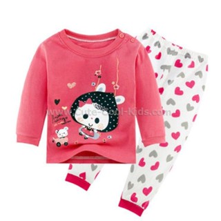 L-PJG-558 ชุดนอนเด็ก สีชมพุออกแดง ลาย Girl Size-110 (4-5Y)