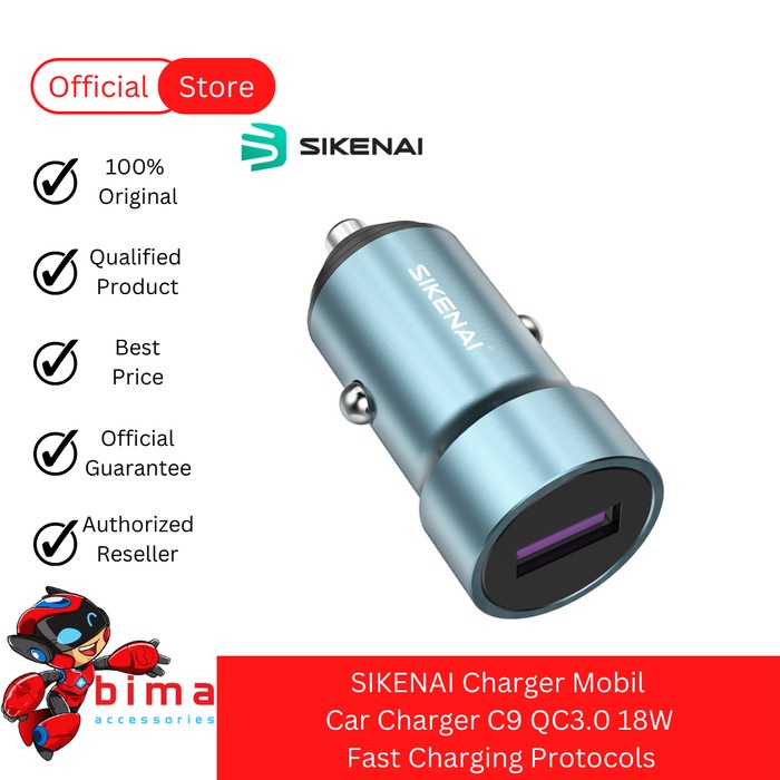 Fast CHARGING Car Charger SIKENAI C9 QC3 0 18W Fast CHARGING Protocols O5Y5 BIG แนะนําทนทานเย็นอเนกป