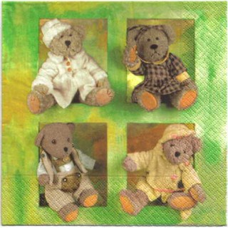 Pladao Napkin ภาพตุ๊กตา หมีTeddy Bears น้องหมี 4 แบบ กระดาษ แนพกิ้น สำหรับงานศิลปะ เดคูพาจ decoupage ขนาด L 33x33