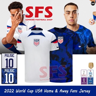 【SFS】เสื้อกีฬาแขนสั้น ลายทีมชาติฟุตบอล WC USA 2022 ชุดเหย้า คุณภาพสูง ไซซ์ S-3XL