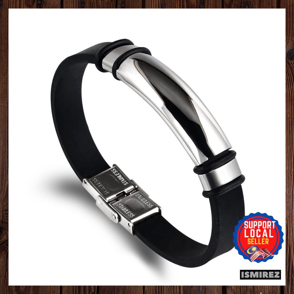 Ismisz Gelang Tangan Lelaki สร้อยข้อมือผู้ชายสําหรับ Man Vintage สแตนเลสกําไลข้อมือสร้อยข้อมือซิลิโค