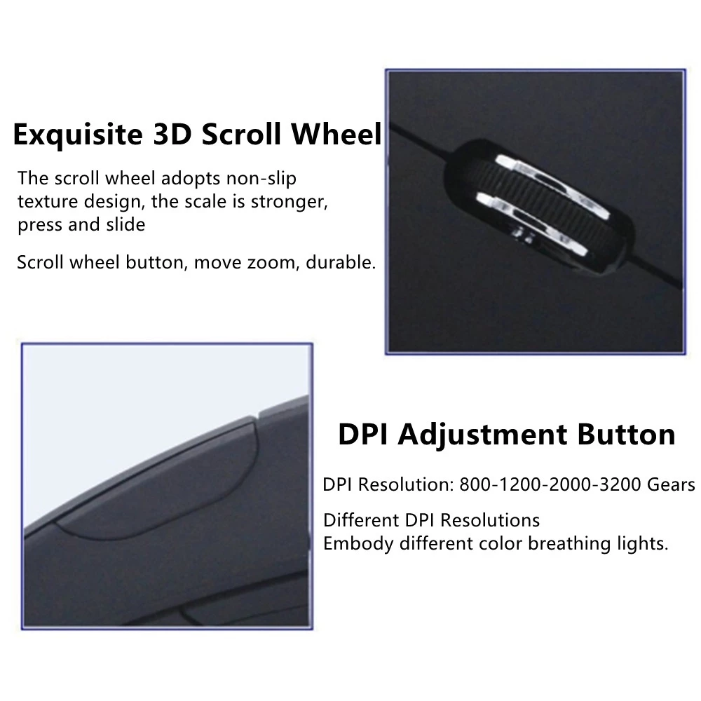 เมาส์แนวตั้งเล่นเกม RGB Ergonomic ปรับความเร็วได้ 800/1200/2000/3200 DPI thumbnail 8