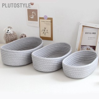 Plutostyle ตะกร้าผ้าฝ้าย ทรงวงรี สําหรับใส่ขนมขบเคี้ยว เครื่องสําอาง 3 ชิ้น