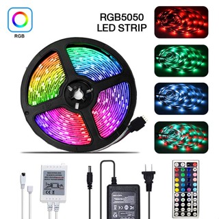 ชุดไฟเส้น พร้อมรีโมท ไฟเส้น 3528 RGB ไฟประดับ ไฟตกแต่ง ไฟริบบิ้น 5 เมตร ชุดไฟ LED เส้น กันน้ำ ทนแดด ต่อสายกันได้ light