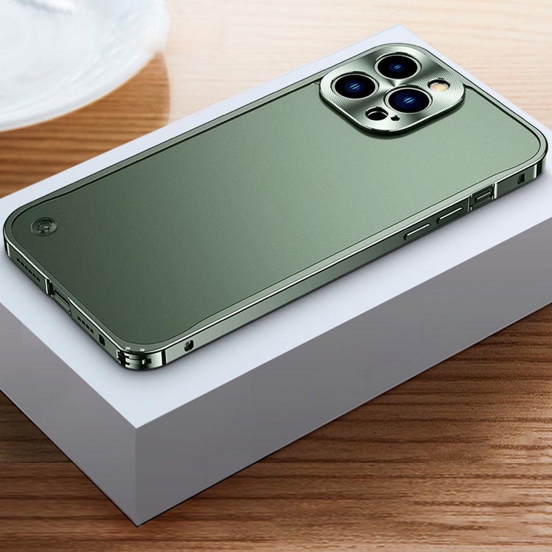 เคสโทรศัพท์มือถือ อลูมิเนียมอัลลอย แบบแข็ง ผิวด้าน สําหรับ iPhone 15 Pro Max 14 13 Pro Max 12
