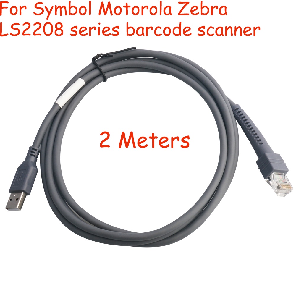 เครื่องสแกนบาร์โค้ด สายเครื่องอ่านบาร์โค้ด 2M USB Cable for Motorola Symbol Zebra Barcode Scanner LS