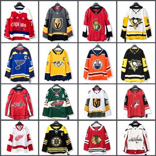 เสื้อกีฬาฮอกกี้แขนยาว ปักลาย Nhl Ice hockey Jersey แนวสตรีท ฮิปฮอป สตรีทแดนซ์ สไตล์ยุโรป อเมริกัน