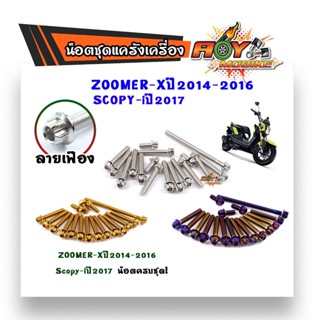 น็อตแคร้งเครื่อง ZOOMER-X ปี2014-2016/SCOOPY-i ปี 2017 หัวเฟือง (1 ชุด 17 ตัว) น็อตเฟรมหัวเฟือง