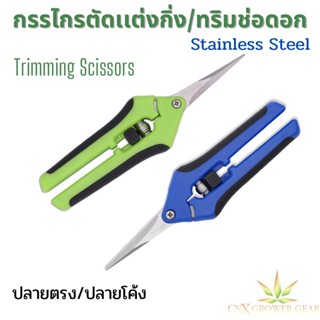 Trimming Scissors กรรไกรตัดเเต่งกิ่ง ตัดกิ่งชำ ตัดเเต่งช่อดอก Stainless Steel ปลายเเหลม Straight and Curved Blade