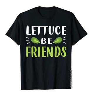 เสื้อยืด ผ้าฝ้าย พิมพ์ลาย Lettuce Be Friends Vegan สไตล์คลาสสิก สําหรับผู้ชาย