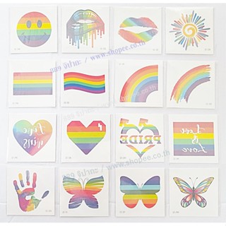 sticker tattoo สติ๊กเกอร์ แทททู รอยสักชั่วคราว ลายสายรุ้ง สีรุ้ง ข้ามเพศ Love LGBTQ Pride Day Month สายสีม่วง ชาวสีม่วง