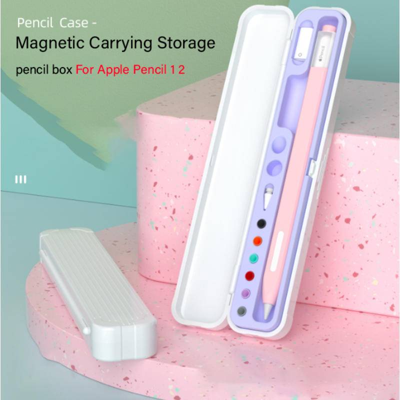 สําหรับ Apple Pencil Pro สําหรับ Apple Pencil USB-C กระเป๋าแม่เหล็กสําหรับ Apple Pencil 2nd Generation และ 1st กล่องดินสอ Consists of Hard PC Shell และซิลิโคนอ่อนนุ่ม
