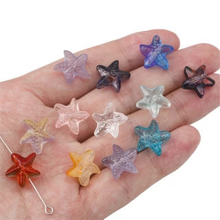 10 ชิ้นหลายสี 15x14 มิลลิเมตรปลาดาวลูกปัดภาษาเช็คคําแก้ว Lampwork ลูกปัดสําหรับเครื่องประดับทํา DIY ต่างหูสร้อยข้อมือทําอุปกรณ์เสริม