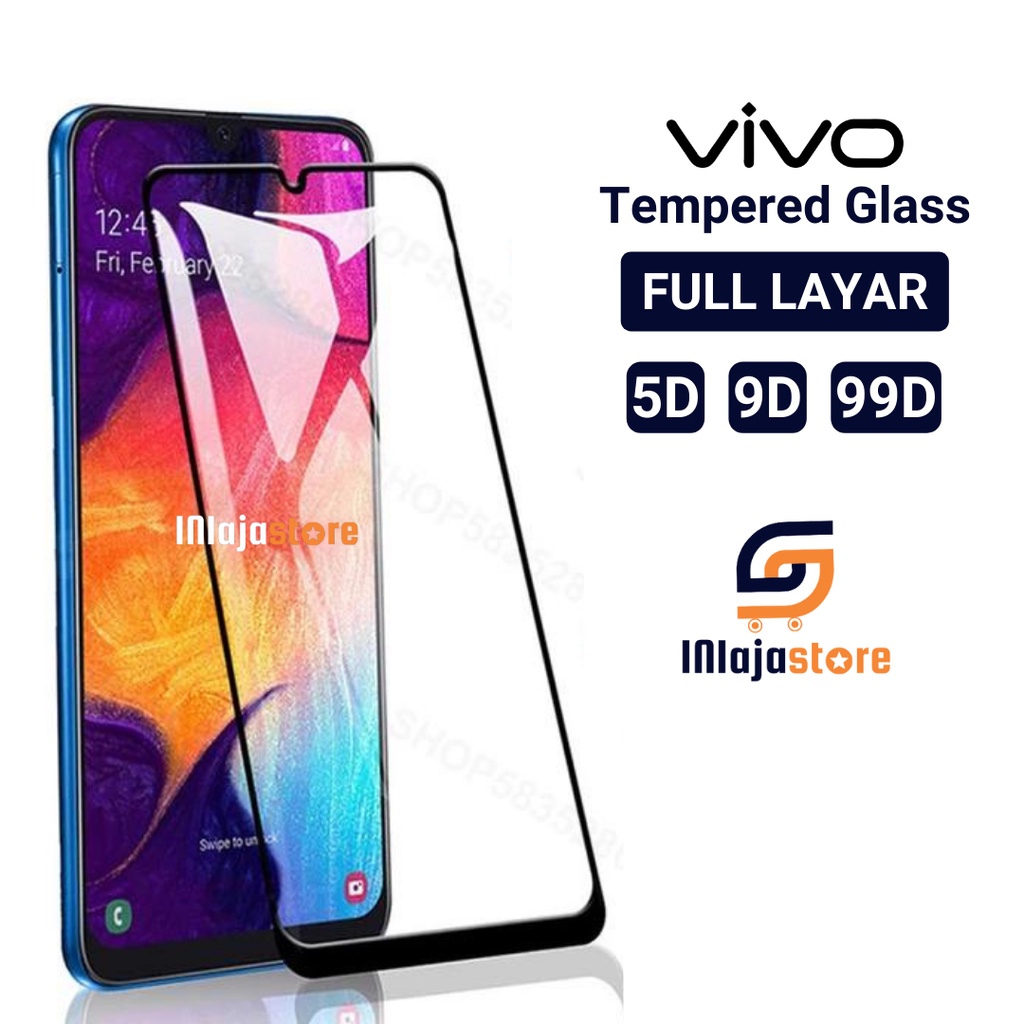 LAYARกระจกนิรภัยแบบเต็มหน้าจอ 5D Vivo Y91 Y91i Y91c Y90 Y90i Y93 Y93s Y95 Y97 Y70 Y70s Y71 Y72 5G Y7