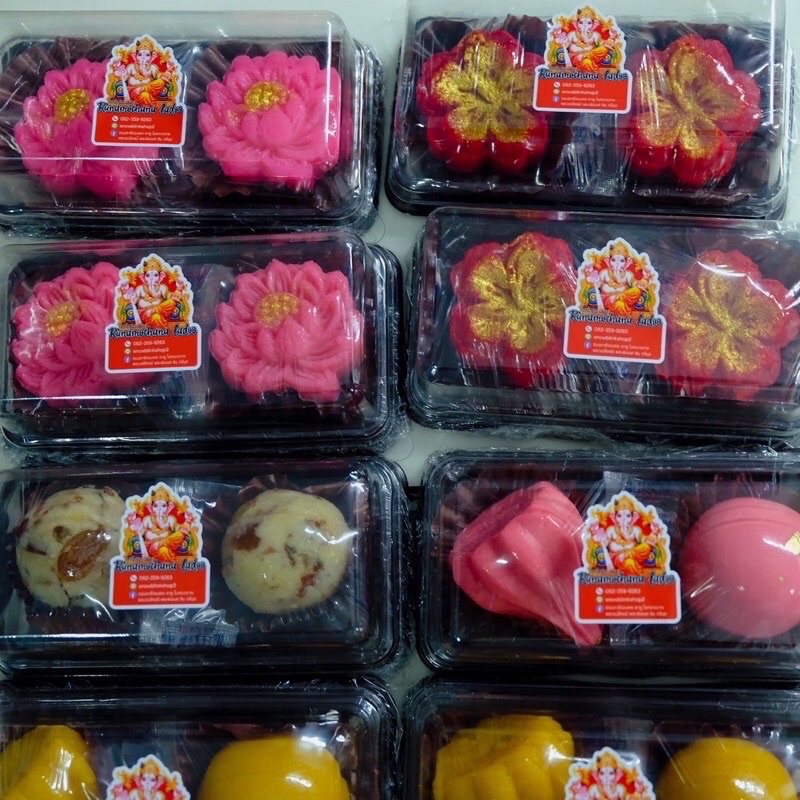 ขนมดอกบัวลักษมีมาตา อร่อย ไม่ผสมแป้งและวัตถุกันเสีย ดอกกุหลาบแดงถวายท้าวเวสสุวรรณ พระแม่อุมาเทวี ชบาแดงถวายพระพิฆเนศ - รูปที่ 2