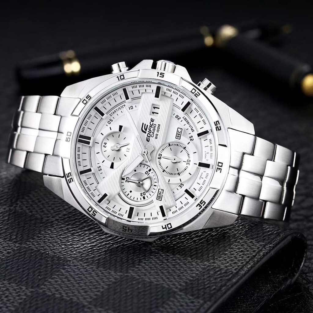 นาฬิกาข้อมือ CASIO นาฬิกากันน้ำ นาฬิกา ประกัน 1 ปี รุ่น EFR-556DB-7A นาฬิกาสีเงิน