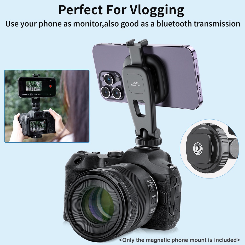 VRIG MG-03 Magnetic Phone Mount Holder Phone Mount with Cold Shoe 1/4 ” Thread 360° หมุนได้สําหรับ Iphone 12/13/14 Serie และอื่นๆ ราคา ถูกที่สุด ดีลบีเคเค แกลเลอรีภาพที่ 4