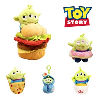 Cute 10cm Toy Story Alien Plush Doll Pendant Doughnut Hamburger Dress Up Keychain Kid Gift