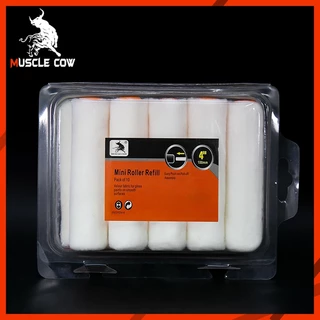 Muscle Cow อะไหล่ลูกกลิ้ง ทาสี ขนแกะแท้ ขนาด 4 นิ้ว (1 กล่อง 10 ลูก) ยี่ห้อ ลูกกลิ้ง สีน้ำ อะคริลิค สีน้ำมัน ขนแกะ