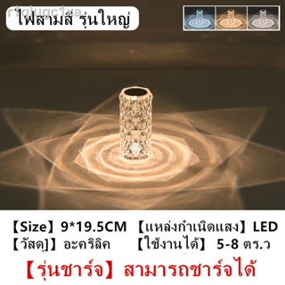 r1qlugc1xaโคมไฟหัวเตียง โคมไฟคริสตัล โคมไฟตั้งโต๊ะ โคมไฟ LED โคมไฟตกแต่งห้อง แถมรีโมท ปรับได้ 16 สี โคมไฟคริสตัลกุหลาบ