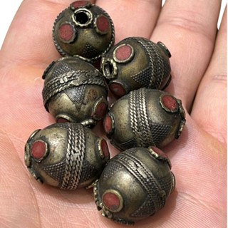 จี้หินปะการัง 1 ชิ้น ทองเหลือง หินนำโชค Natural Coral Inlaid Oval Brass Bead Pendant Jewelry Making Supplies Handmade