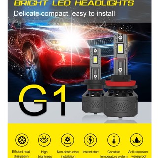 【2 ชิ้น】หลอดไฟหน้ารถยนต์ LED H4 H7 H11 Canbus H1 9005 9006 9012 6000K(สีขาว) 12V